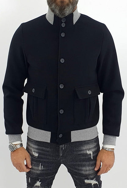 giubbino uomo corto bomber blouson collo alto grigio/nero s,m,l,xl,xxl