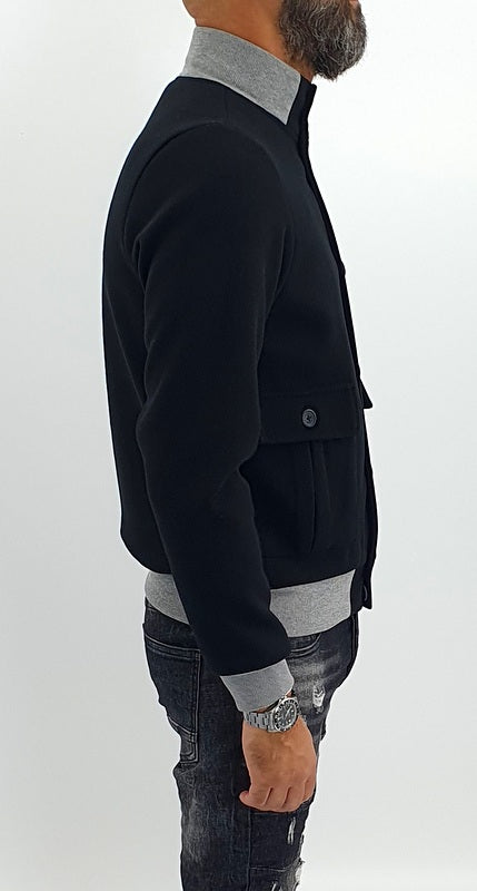 giubbino uomo corto bomber blouson collo alto grigio/nero s,m,l,xl,xxl