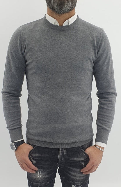 Maglioncino girocollo tessuto elastico slim fit 4 colori s,m,l,xl