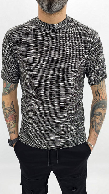 Maglia uomo cotone nido d'ape bianco/nero elastica t-shirt Coreana Manica corta