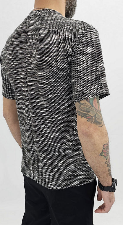 Maglia uomo cotone nido d'ape bianco/nero elastica t-shirt Coreana Manica corta
