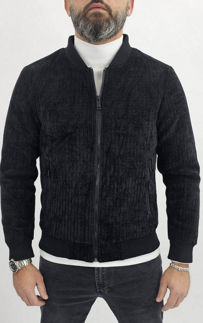 Giubbino Giubbotto giacca uomo Bomber velluto Casual slim fit nero s,m,l,xl,xxl