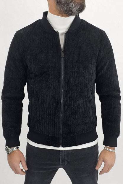 Giubbino Giubbotto giacca uomo Bomber velluto Casual slim fit nero s,m,l,xl,xxl