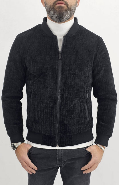 Giubbino Giubbotto giacca uomo Bomber velluto Casual slim fit nero s,m,l,xl,xxl