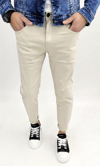 Jeans Pantaloni capri Uomo Elasticizzati denim cotone casual slim fit 5 tasche