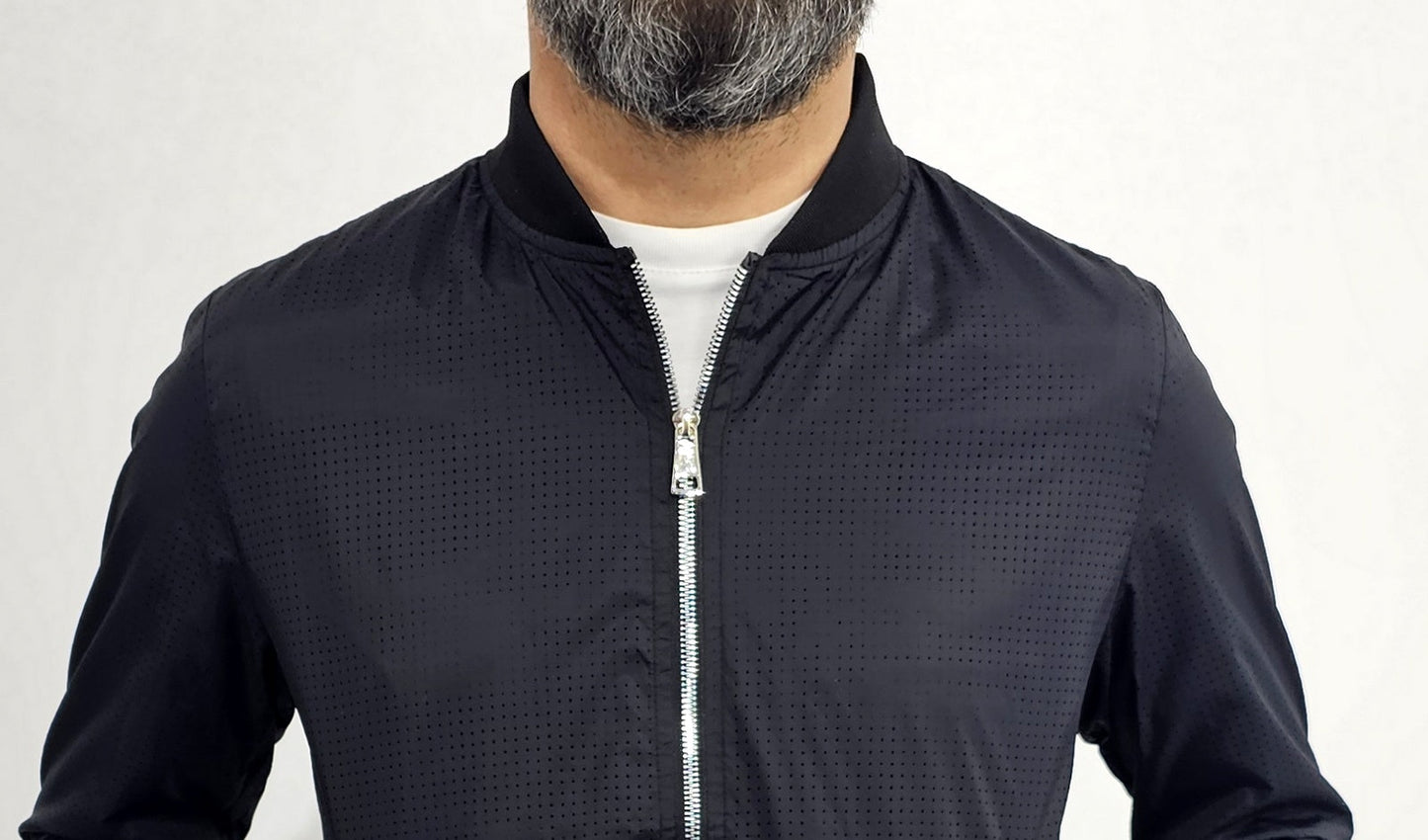 Giubbino uomo Bomber traforato Foderato Nero leggero s,m,l,xl
