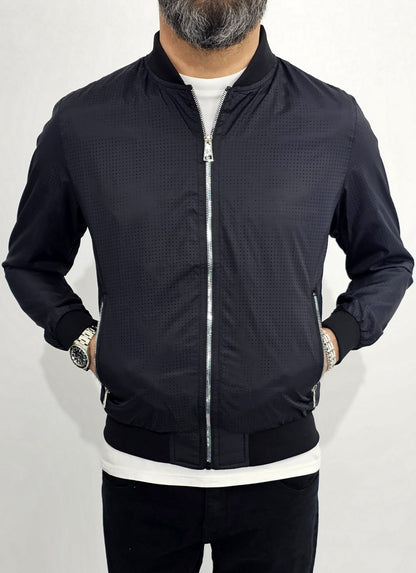 Giubbino uomo Bomber traforato Foderato Nero leggero s,m,l,xl