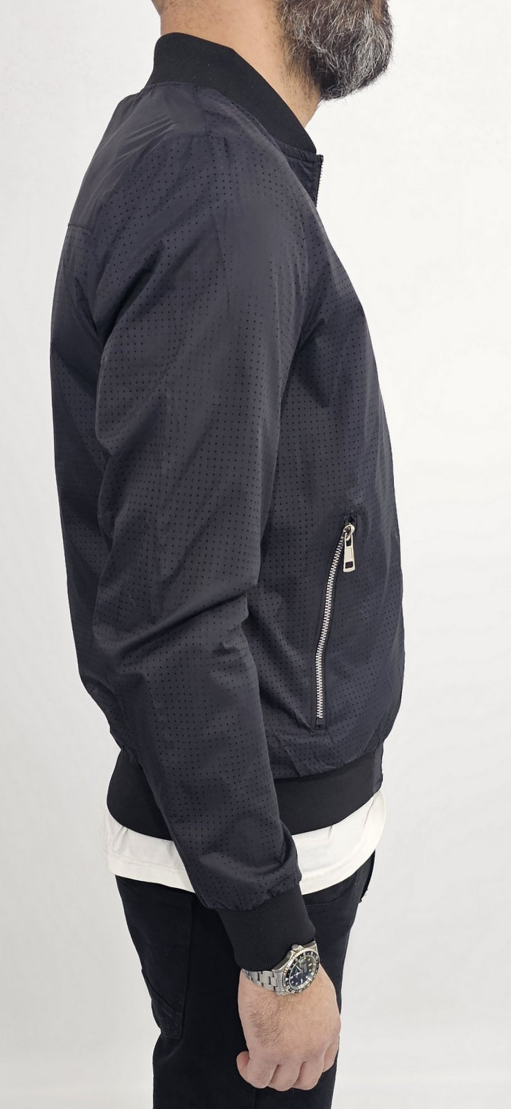 Giubbino uomo Bomber traforato Foderato Nero leggero s,m,l,xl