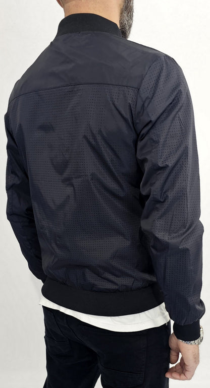 Giubbino uomo Bomber traforato Foderato Nero leggero s,m,l,xl