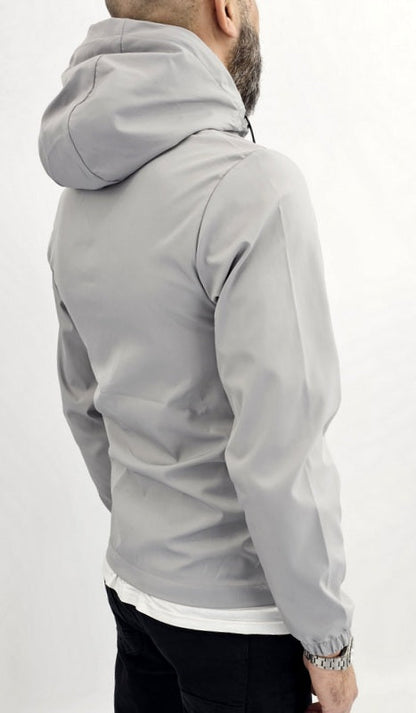 Giubbino uomo primaverile Cappuccio tech nero/grigio/verde