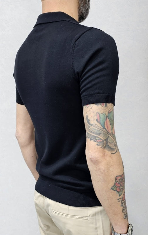 Polo uomo elastica Manica corta zip  s,m,l,xl,xxl cotone filo