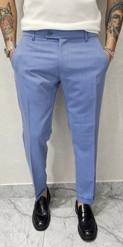 Pantalone Uomo Capri tessuto morbido elastico italy tasche molla bottone 44,46,48,50,52