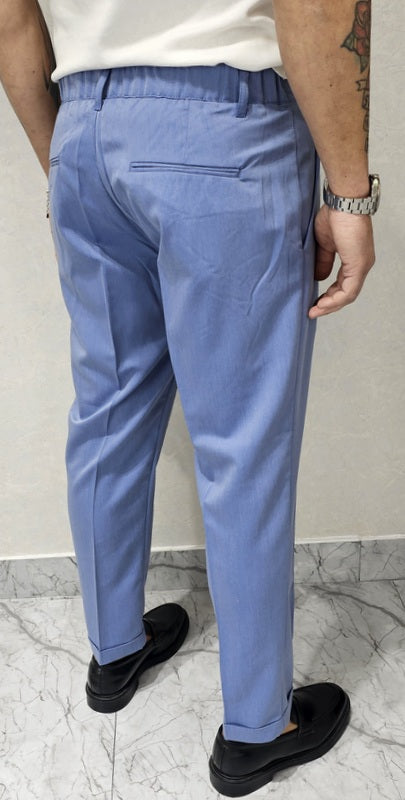 Pantalone Uomo Capri tessuto morbido elastico italy tasche molla bottone 44,46,48,50,52