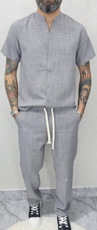 Completo uomo Camicia coreana+Pantalone 4 colori s,m,l,xl,xxl