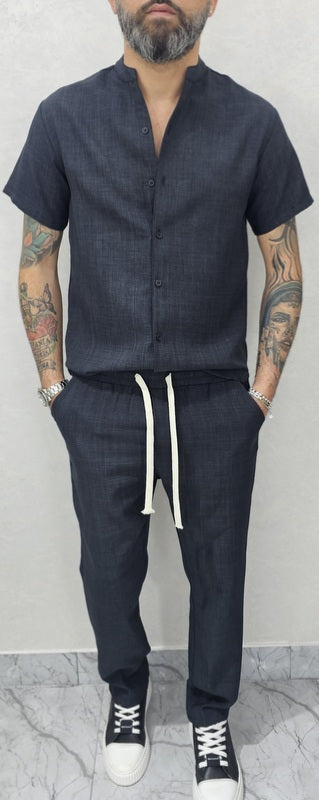 Completo uomo Camicia coreana+Pantalone 4 colori s,m,l,xl,xxl