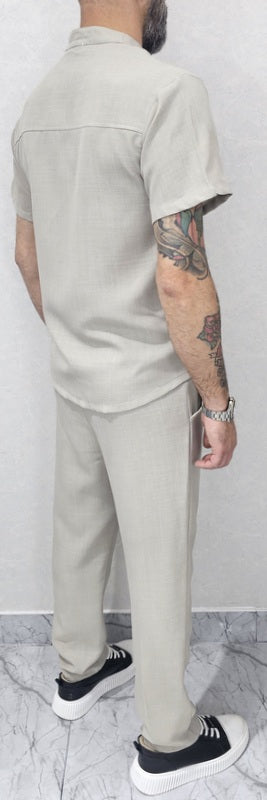 Completo uomo Camicia coreana+Pantalone 4 colori s,m,l,xl,xxl