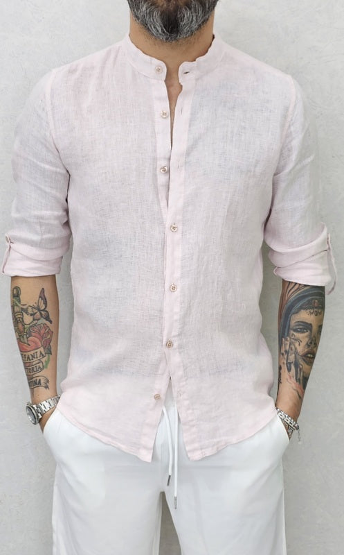CAMICIA LINO COLLO COREANO VARI COLORI S,M,L,XL,XXL