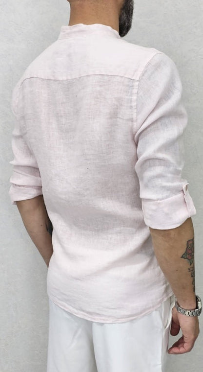 CAMICIA LINO COLLO COREANO VARI COLORI S,M,L,XL,XXL