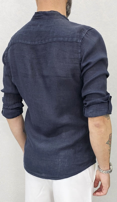 CAMICIA LINO COLLO COREANO VARI COLORI S,M,L,XL,XXL