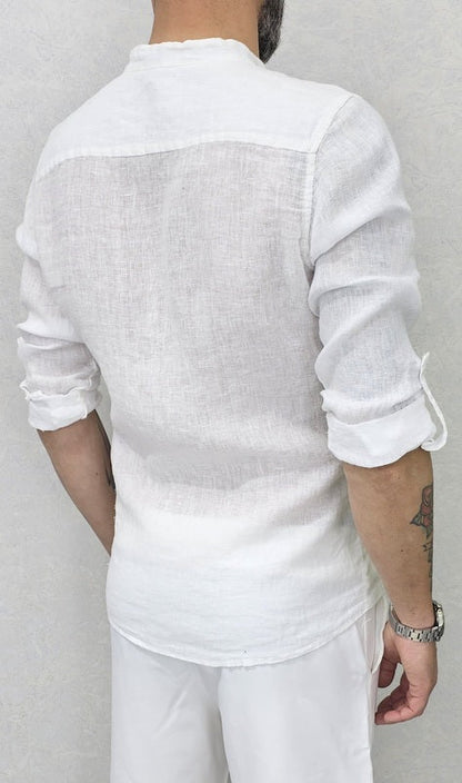 CAMICIA LINO COLLO COREANO VARI COLORI S,M,L,XL,XXL