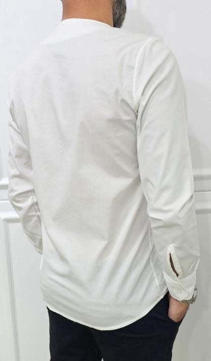 Camicia uomo Slim elastica cotone Scollo V Manica Lunga s,m,l,xl,xxl