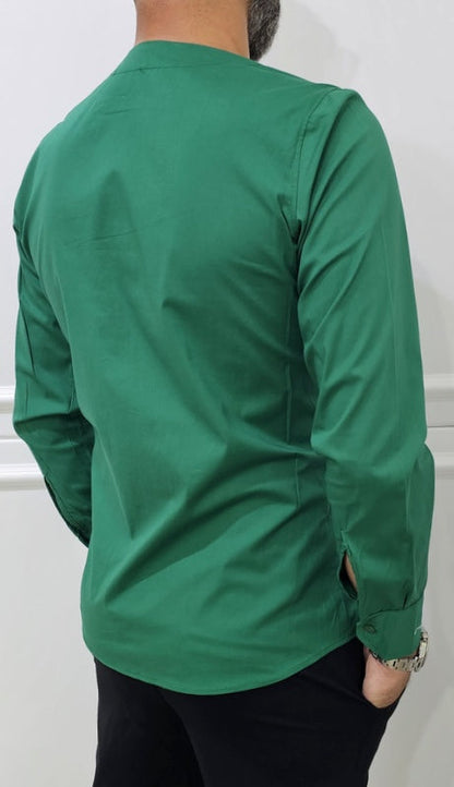 Camicia uomo Slim elastica cotone Scollo V Manica Lunga s,m,l,xl,xxl