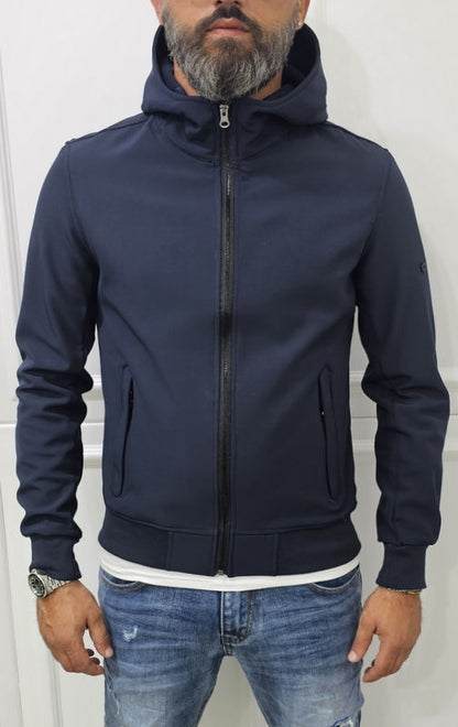 Giubbino uomo Cappuccio Tech Nero/Blu/Crema s,m,l,xl,xxl