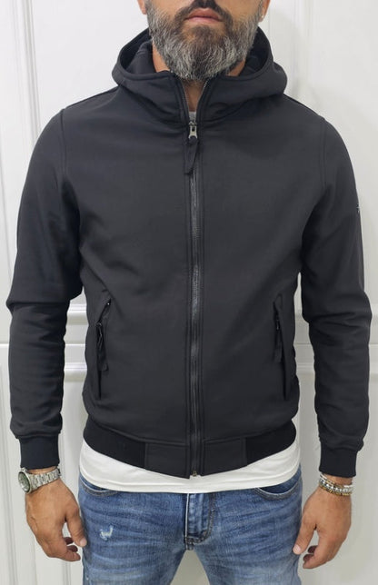 Giubbino uomo Cappuccio Tech Nero/Blu/Crema s,m,l,xl,xxl