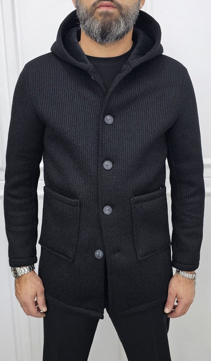 Cappotto Uomo cappuccio termico a coste Invernale blu,nero,sabbia s,m,l,xl,xxl
