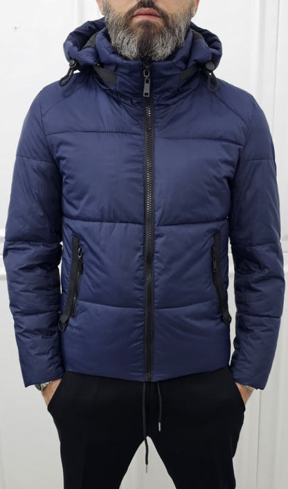 Giubbino uomo Cappuccio estraibile Tech impermeabile Blu s,m,l,xl,xxl