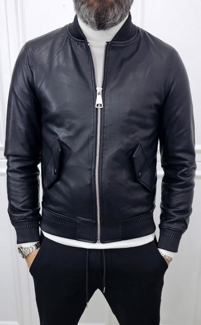Giubbino Uomo Bomber Ecopelle invernale nero s,m,l,xl,xxl