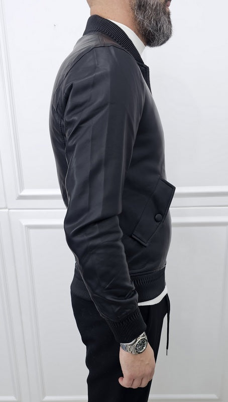 Giubbino Uomo Bomber Ecopelle invernale nero s,m,l,xl,xxl