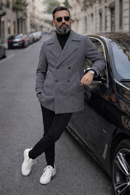 Cappotto Uomo Doppiopetto Giacca Slim fit Elastico s,m,l,xl,xxl 3 Colori
