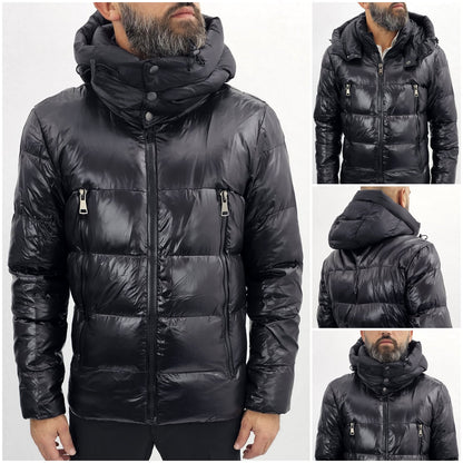 Giubbotto da uomo giubbino impermeabile corto giacca nero Cappuccio invernale