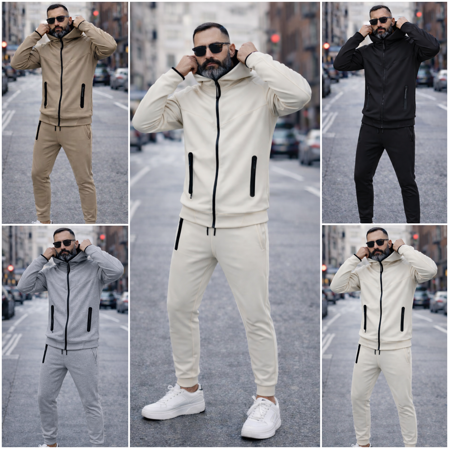 Tuta Tech Primaverile Cappuccio Grigio, Nero, Panna, Fango s,m,l,xl,xxl