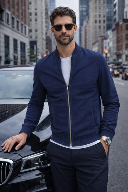 Giubbino uomo suede Scamosciato Bomber Primaverile 4 Colori m,l,xl,xxl,3xl