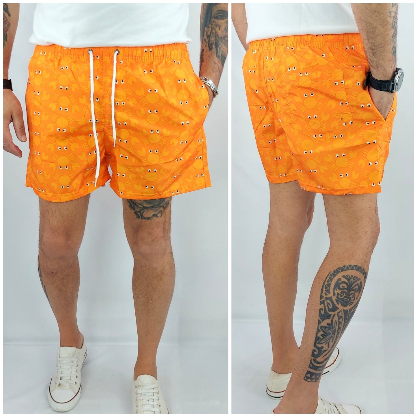 Costume Da Bagno Uomo Da Mare Granchio Bermuda Fiori Pantaloncino Boxer Corto