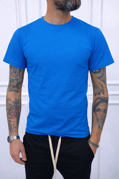 T-SHIRT GIROCOLLO COLORATE BASIC COTONE  ELASTICO SOTTO GIACCA S,M,L,XL,XXL