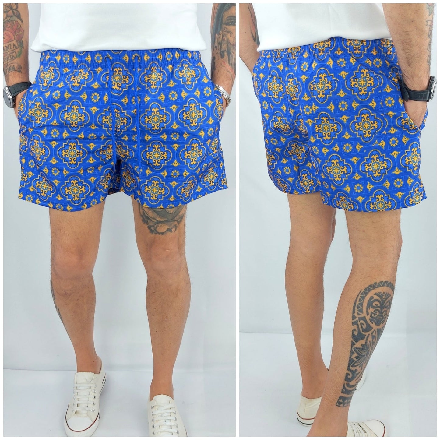 Costume Da Bagno Uomo Mare Sicilia Bermuda Fiori Pantaloncino Corto Boxer Slip