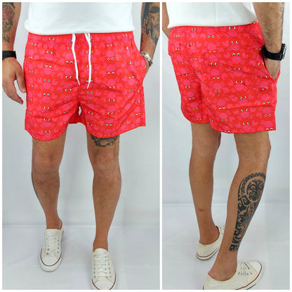 Costume Da Bagno Uomo Da Mare Granchio Bermuda Fiori Pantaloncino Boxer Corto