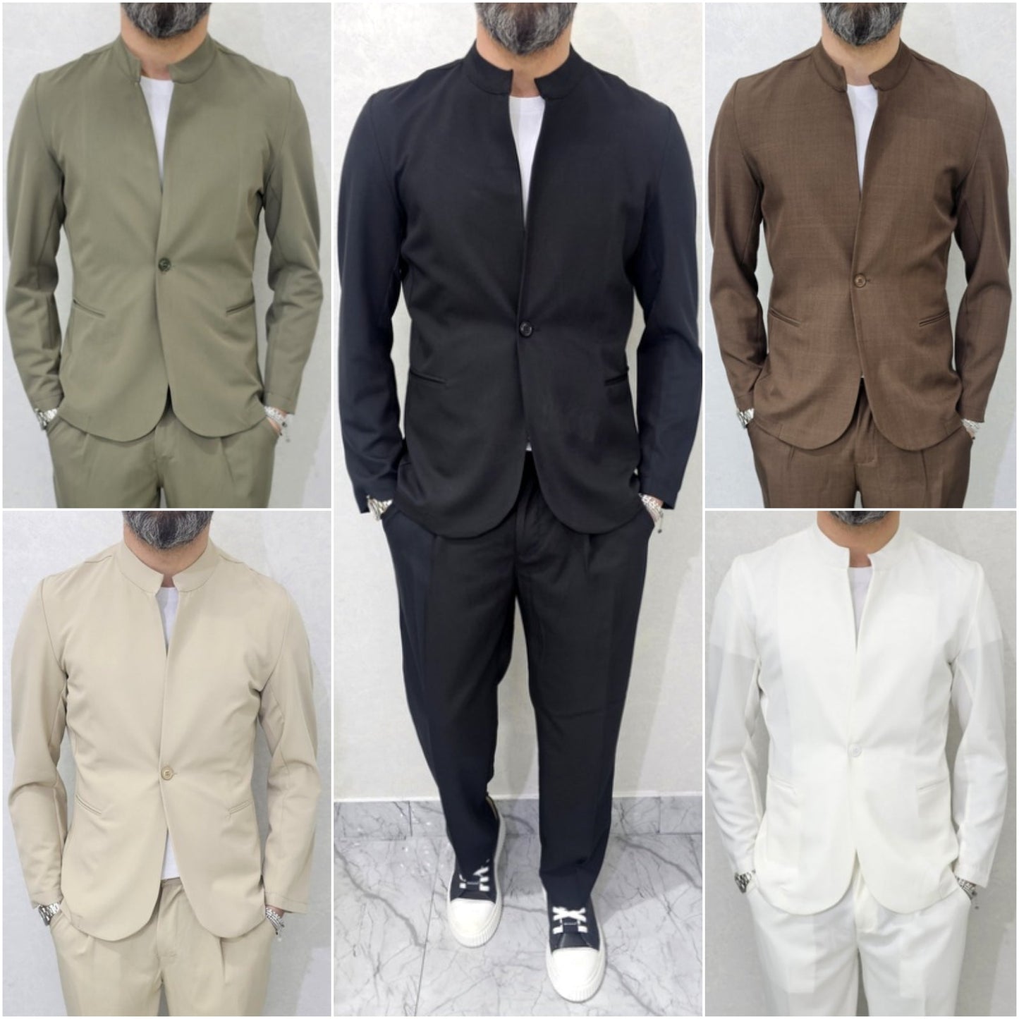 Completo uomo Coreana 1 bottone  Giacca+Pantalone Palazzo 5 colori 44,46,48,50,52