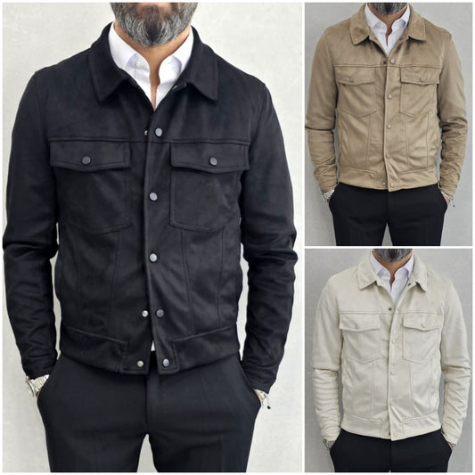 Giubbino uomo Scamosciato corto Primaverile 3 colori S,M,L,XL,XXL