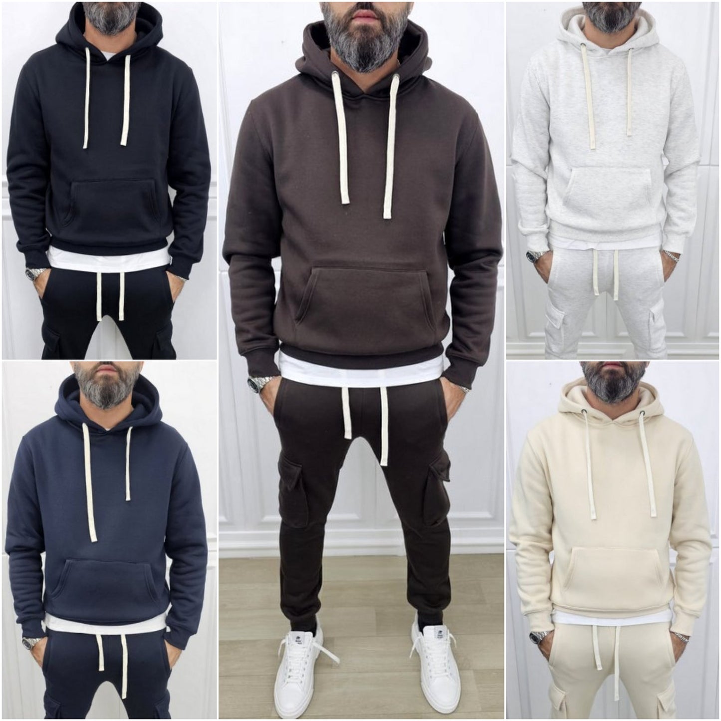 Tuta Cargo Felpata invernale Cappuccio Completo 5 colori s,m,l,xl,xxl,3xl