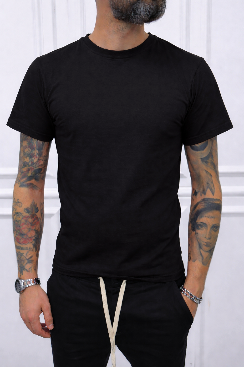 T-SHIRT GIROCOLLO COLORATE BASIC COTONE  ELASTICO SOTTO GIACCA S,M,L,XL,XXL