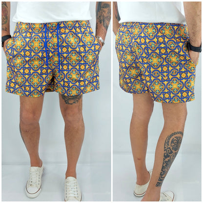 Costume Da Bagno Uomo Mare Sicilia Bermuda Fiori Pantaloncino Corto Boxer Slip