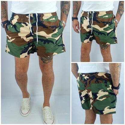 Costume Da Bagno Uomo Da Mare Mimetica Bermuda Pantaloncino Corto Boxer Militare