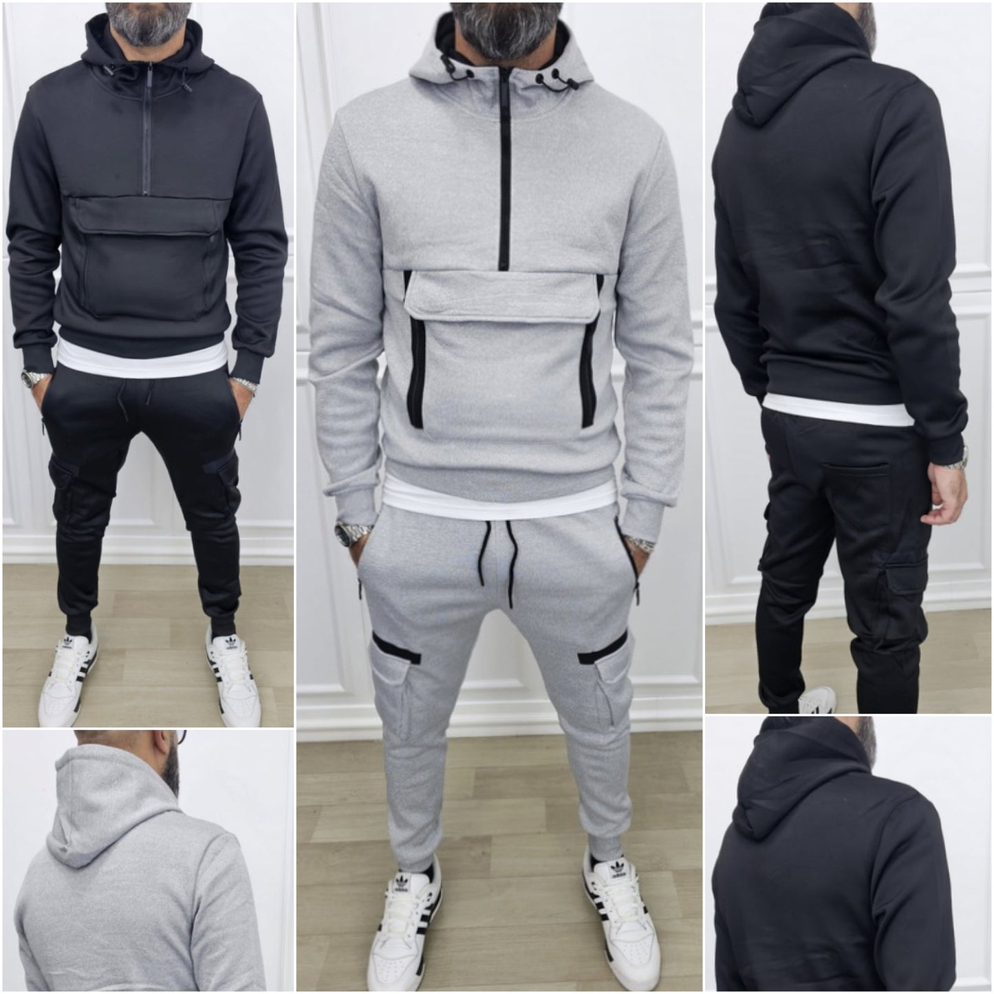 Tuta New Tech cargo Cappuccio Completo felpata 2 colori s,m,l,xl,xxl
