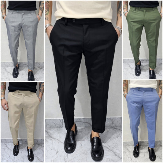 Pantalone Uomo Capri tessuto morbido elastico italy tasche molla bottone 44,46,48,50,52
