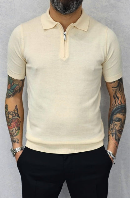 Polo uomo elastica Manica corta zip  s,m,l,xl,xxl cotone filo