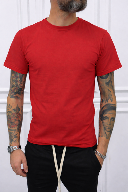 T-SHIRT GIROCOLLO COLORATE BASIC COTONE  ELASTICO SOTTO GIACCA S,M,L,XL,XXL